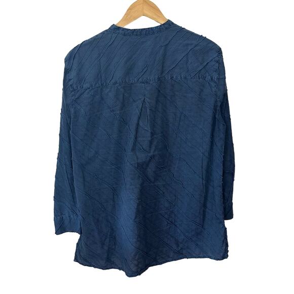 Sundance Popover Top Womens Medium Textured Blue 100% Cotton Comfort Shirt India - Picture 3 of 6
